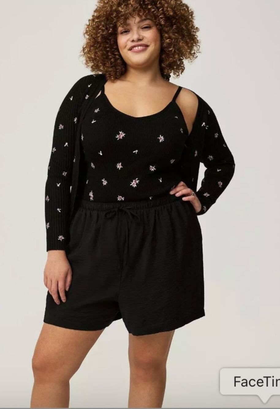 TORRID Cardigan Fitted Black Embroidery Roses 0 L 12 V Neck Buttons NWT